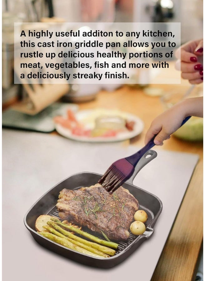 Cast Iron Square Skillet 22.5cm – Perfect for Grilling Steaks, Fish, and Meals – Heavy-Duty Induction Cookware for Kitchen and Restaurant Use - Image 4